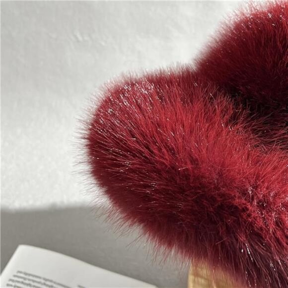 Luxury Faux Fur Bucket Hat for Women Beige - Picture 6 of 7